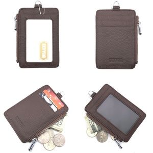 IXYVIA Leather ID Case ,Card Holder,Zip Coin Purse